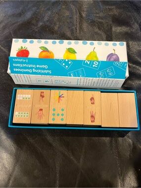 Wooden Subitizing Dominoes Set - Blue Tray
